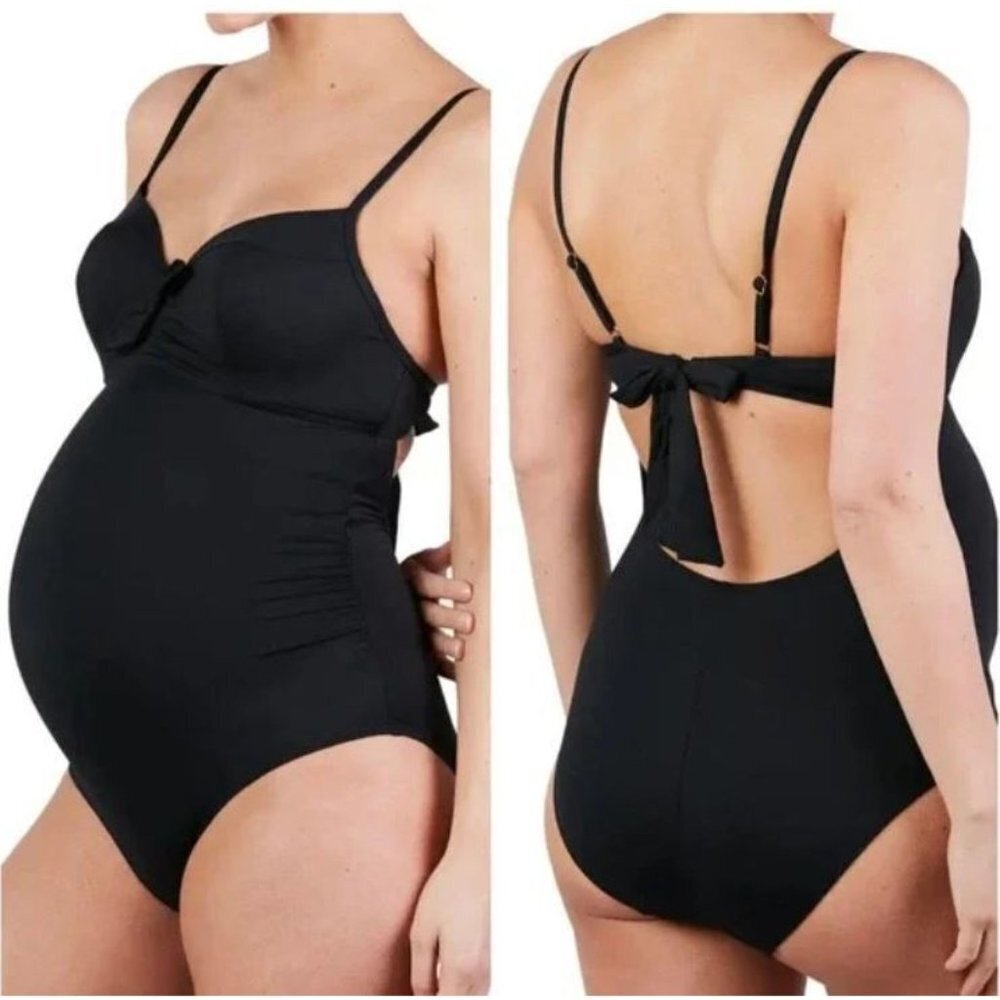 NEW/NWT Cache Coeur Black MONACO Maternity Swimsuit One Piece Size 38 G/H